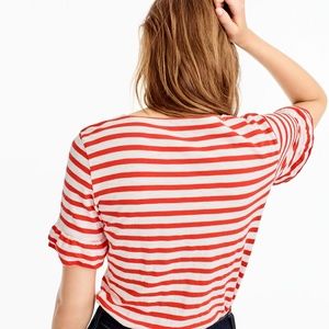 J. Crew Tops - NWT J.Crew Women's Ruffle-Sleeve T-Shirt in Stripe J. Crew Tops - NWT J.Crew Women's Ruffle-Sleeve T-Shirt in Stripe